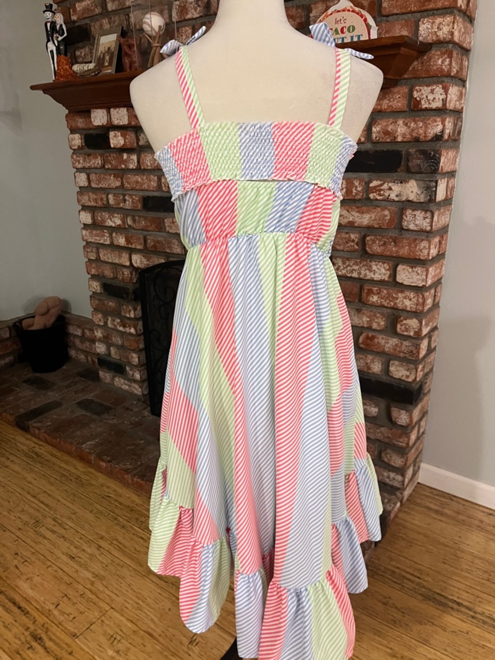 Habitual Girl Striped Sundress in Pink, Blue, and Lime - Picture 6 of 7